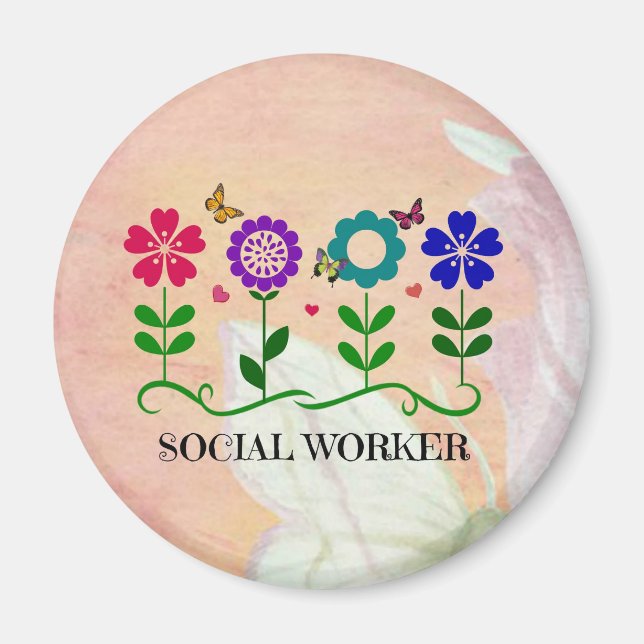 Social Worker, Pastel Springtime Design Magnet (Framsidan)