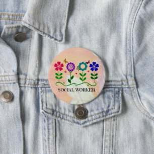 Social Worker, Pastel Springtime Design, Papper Pl Knapp