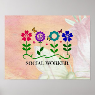 Social Worker, Pastel Springtime Design Poster