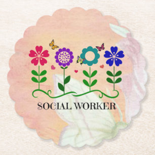 Social Worker, Pastel Springtime Design Underlägg Papper