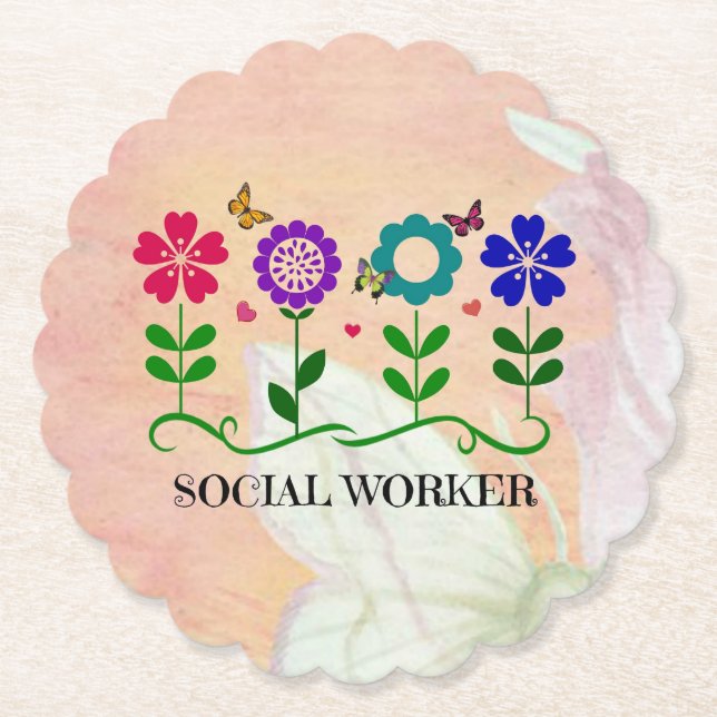 Social Worker, Pastel Springtime Design Underlägg Papper (Framsida)