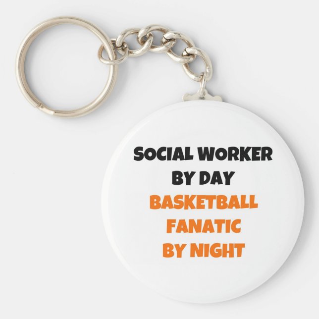 Social Worker per dag, basketboll Fanatic by Night Nyckelring (Framsidan)