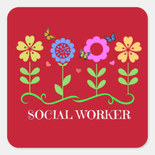 Social Worker, populär design, Fyrkantigt Klistermärke