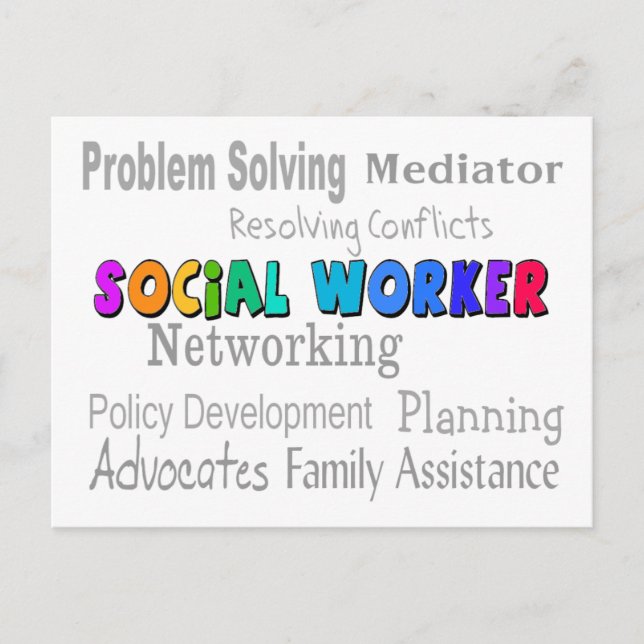 Social Worker Professionell Duties Design Vykort (Framsida)