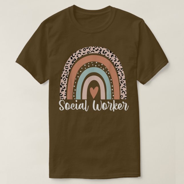 Social Worker Rainbow Leopard Funny Social Worker T Shirt (Design framsida)