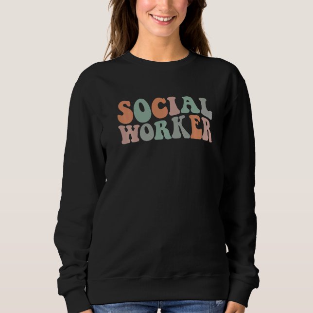 Social Worker retro groovy Social Work Appreciatio T Shirt (Framsida)