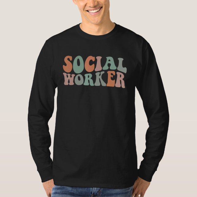 Social Worker retro groovy Social Work Appreciatio T Shirt (Framsida)