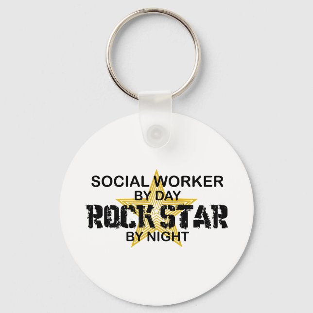 Social Worker-Rockstjärna efter natt Nyckelring (Framsida)