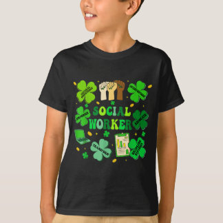 Social worker shamrock st patricks day social work t shirt