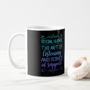 Social Worker Social arbetar med att lyssna och Kaffemugg