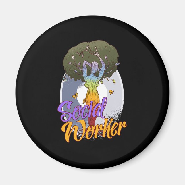 Social Worker Social Care Women Träd Liberal Gift Magnet (Framsidan)