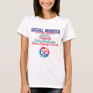 Social Worker Social Justice Fredstecken Rainbow T Shirt