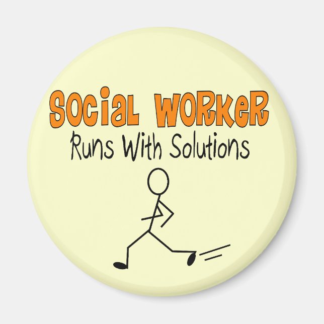 Social Worker "Springa with Solutions" - vackra gå Magnet (Framsidan)