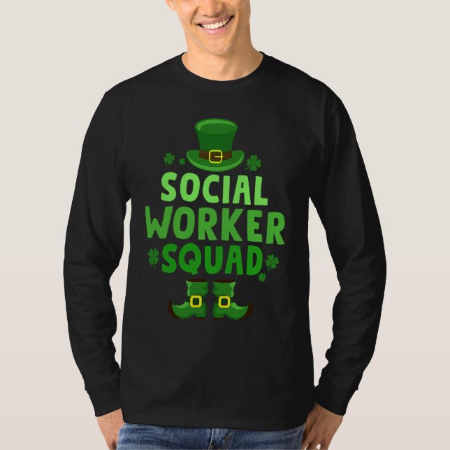 Social Worker Squad Happy St Patrick's Day Leprech T Shirt (Framsida)