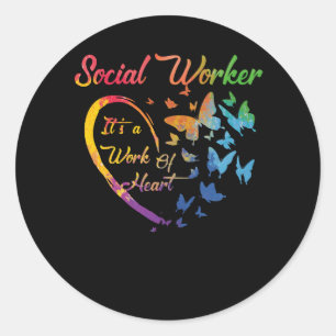 Social Worker stöder IT_s som är ett hjärtfärgsarb Runt Klistermärke