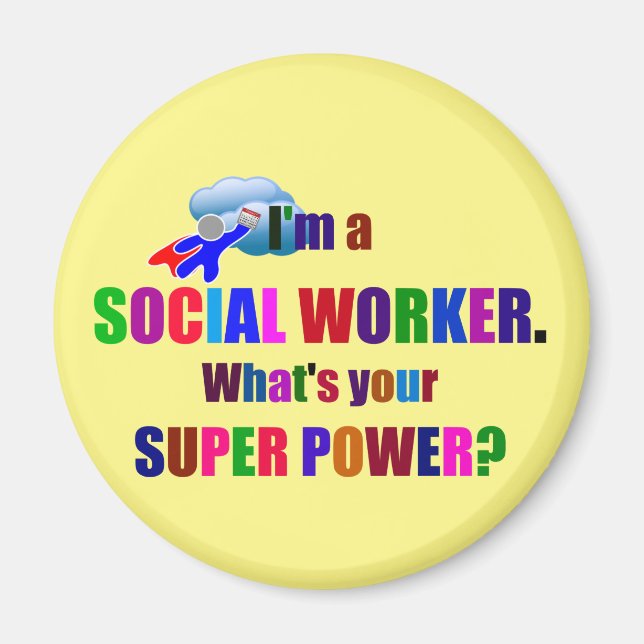 Social Worker Superhjälte Humor Magnet (Framsidan)