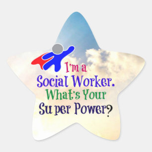 Social Worker Superhjälte Stjärnformat Klistermärke