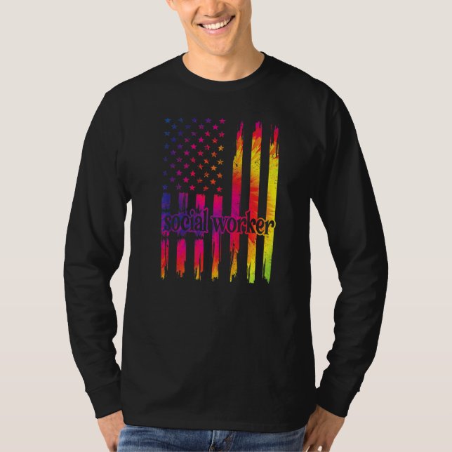 Social Worker US Flagga Month Social Workers T Shirt (Framsida)