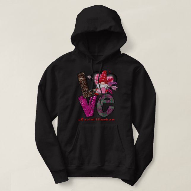 Social Worker Valentines day Kärlek Heart gnome so Hoodie (Design framsida)