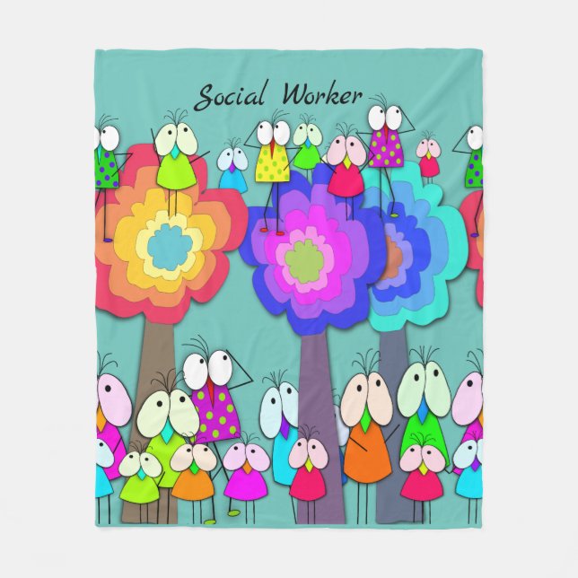 Social Worker Whimsical Birds   Fleecefilt (Framsidan)