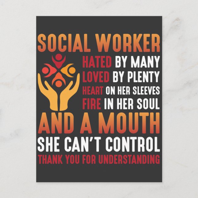 Social Worker Woman Educator Social Working Girl Vykort (Framsida)