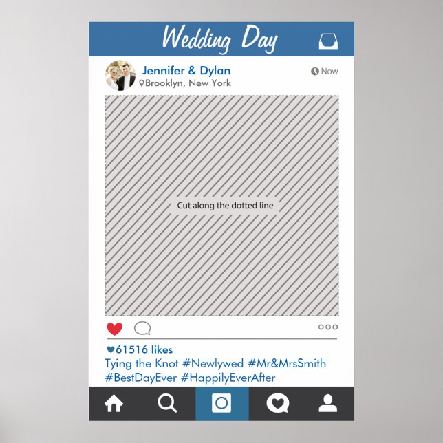 Sociala Media Fest Ram Fotobås Rekvisita Affisch (Framsidan)