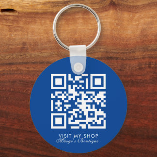 Sociala Media Företag Logotyp QR-kod Boutique Blå Nyckelring