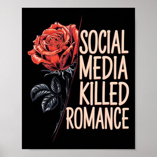 Sociala Medier Dödade Romantik Meme Alla hjärtans  Poster (Framsidan)