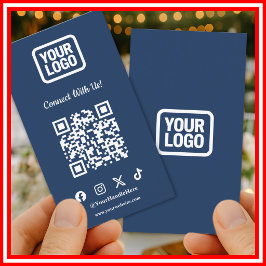 Sociala Medier Håll Kontakt Med Oss Instagram Navy Visitkort