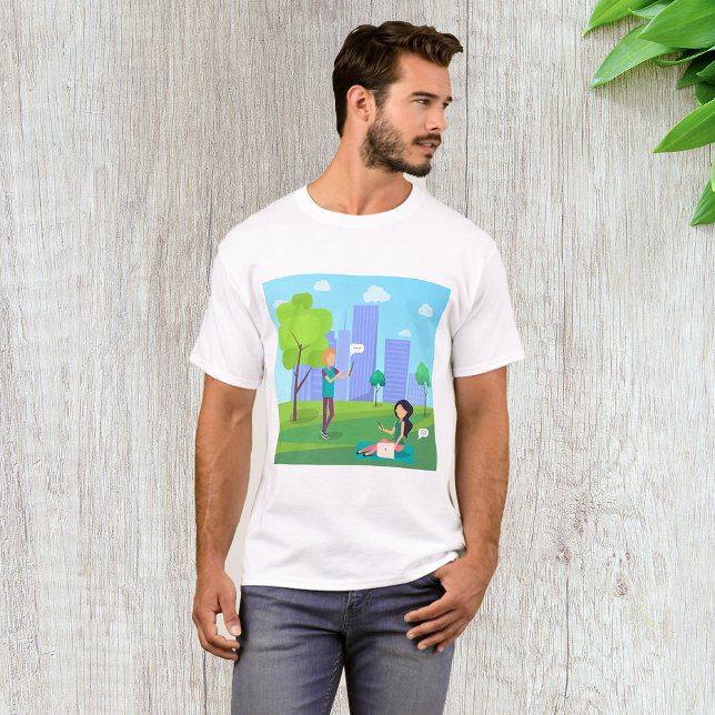 Sociala medier kommunikation i stadspark t shirt (Skapare uppladdad)