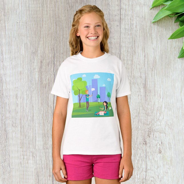 Sociala medier kommunikation i stadspark t shirt (Skapare uppladdad)