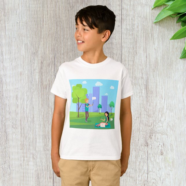 Sociala medier kommunikation i stadspark t shirt (Skapare uppladdad)