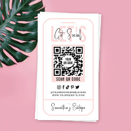 Sociala Medier QR-kod Feminin Rosa Modern Visitkort