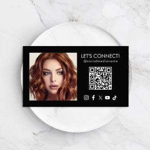 Sociala Medier QR-kod Lägg till Foto Svart Visitkort