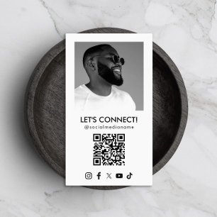 Sociala Medier QR-kod Lägg till Foto Vitt Vertikal Visitkort