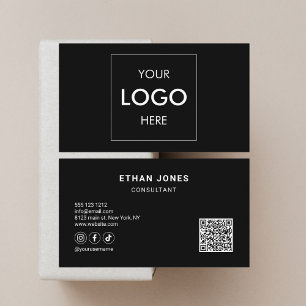 Sociala Medier QR-kod Logo Sofistikerad Svart Visitkort
