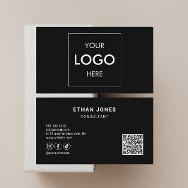 Sociala Medier QR-kod Logo Sofistikerad Svart Visitkort