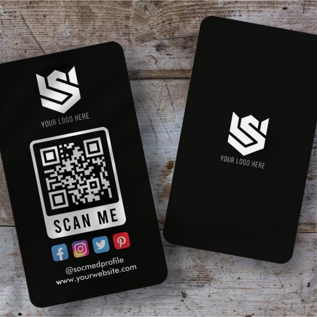 Sociala Medier Skanna Mig QR Kod Logo Modern Enkel Visitkort (Skapare uppladdad)