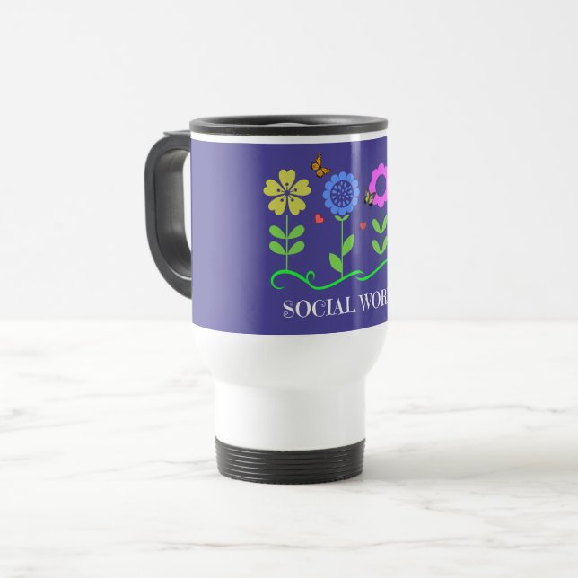 "Socialarbetare," Grafiska vårblommor Resemugg (Framsida vänster)