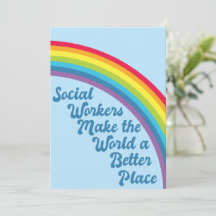 Socialarbetare Inspirerande Citat Regnbåge Blå Kort