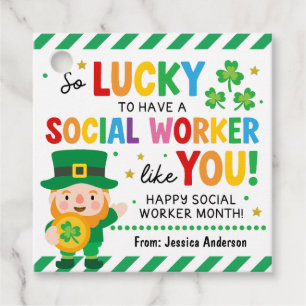 Socialarbetare St. Patrick's Tacksamhällespresente Gåvor Etiketter