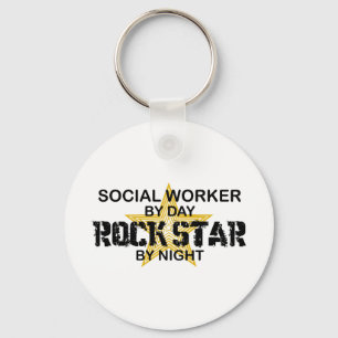 Socialarbetarerockstjärna vid natt nyckelring