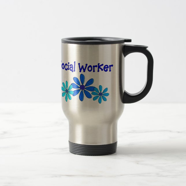 Socialarbetaretravel mug "blåttdaisy ", resemugg (Höger)