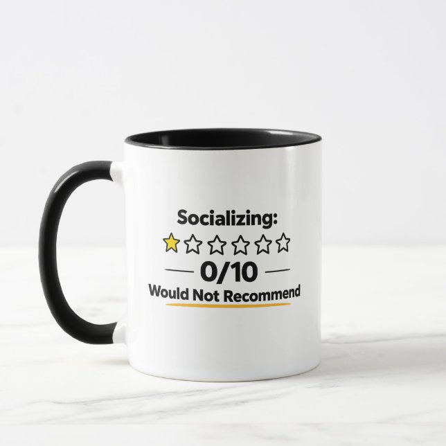 Socialisera 0/10 Rekommenderar Inte  Mugg (Vänster)