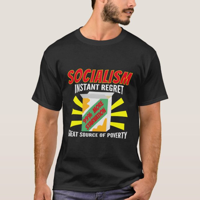 Socialism Cereal Box Funny Politik T Shirt (Framsida)