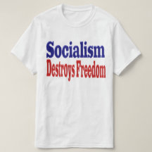 Socialism förstör friheten med röd blå text