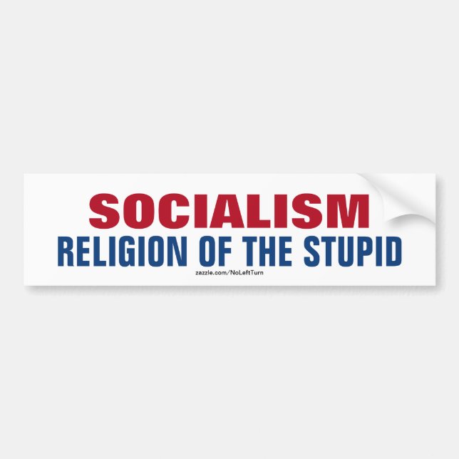 Socialismen Religion of the Stupid Bildekal (Framsidan)