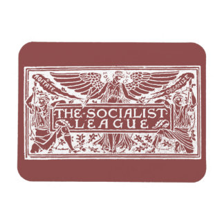 Socialistförbundets logotyp vit på rött magnet