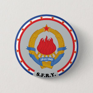 Socialistisk Federal Republic of Yugoslavia Emblem Knapp