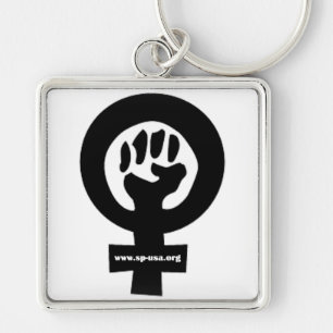 Socialistisk feminist fyrkantig silverfärgad nyckelring